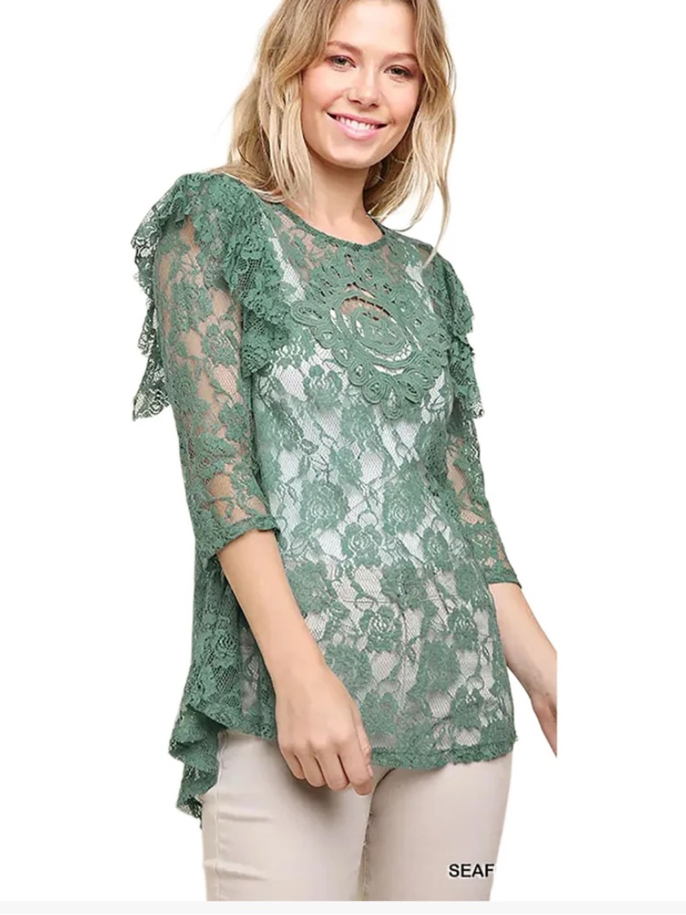 UMGEE WOMENS CORA TOPS IN SEAFOAM medium NWT